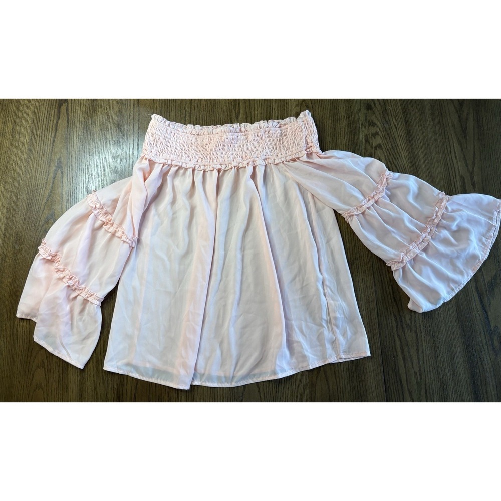 Min Strip Lolita Baby Doll Blouse with elastic collar ff Shoulder Woman's L